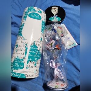 Delish Wine Glass Hand Painted "Shoe Hound" 15 oz New In Original Box